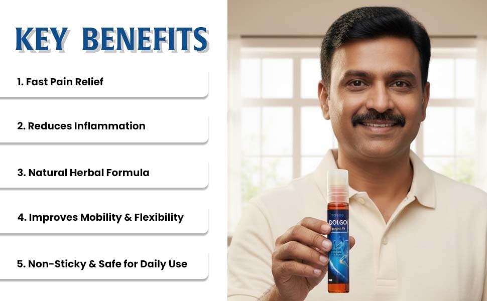 DOLGO PAIN RELIEF OIL RUB | Ayurvedic Pain Relief Oil for Joints Pain, Knee & Back Pain 10ml | Pocket Friendly | Fast-Absorbing & Non-Greasy |