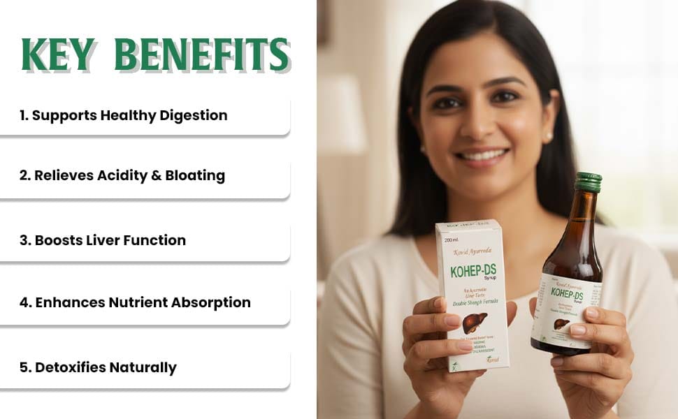KOHEP-DS Liver Care SYRUP (200ML) | Anti-oxidant Rich Supplement With 5 Ayurvedic Herbs | Double Strength | Supports Fatty Liver Management & Detox