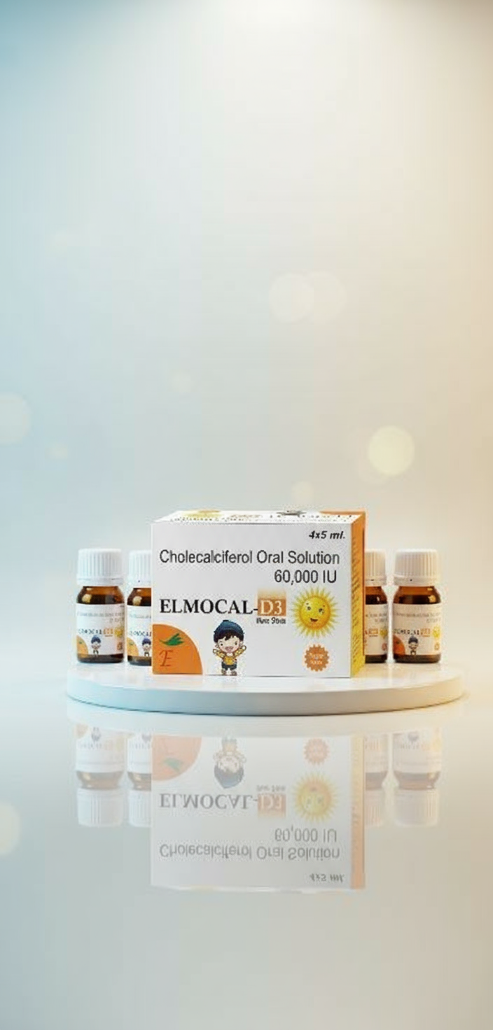 Elmocal D3 Nano Shots - Vitamin D3 60,000 IU Cholecalciferol | Sugar-Free | 4 x 5ml Pack