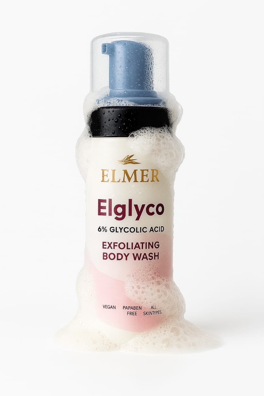 Elglyco-body wash, glycolic acid, exfoliation, Skincare