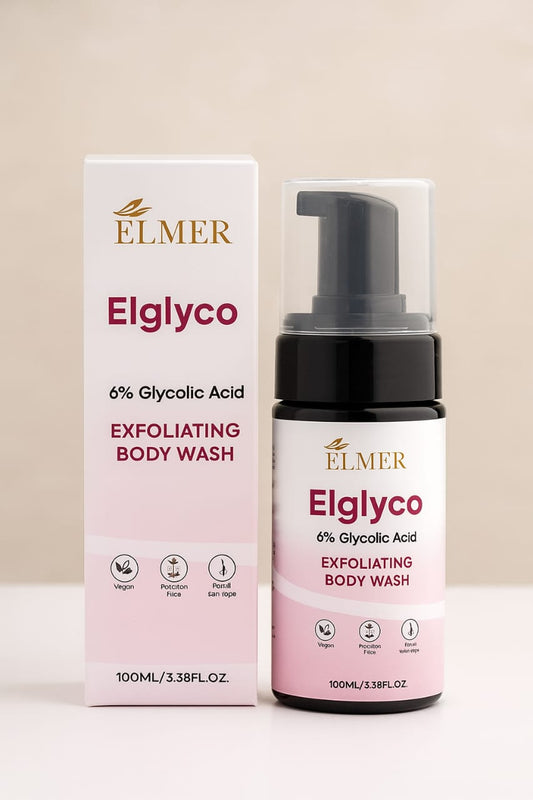 Elglyco-body wash, glycolic acid, exfoliation, Skincare