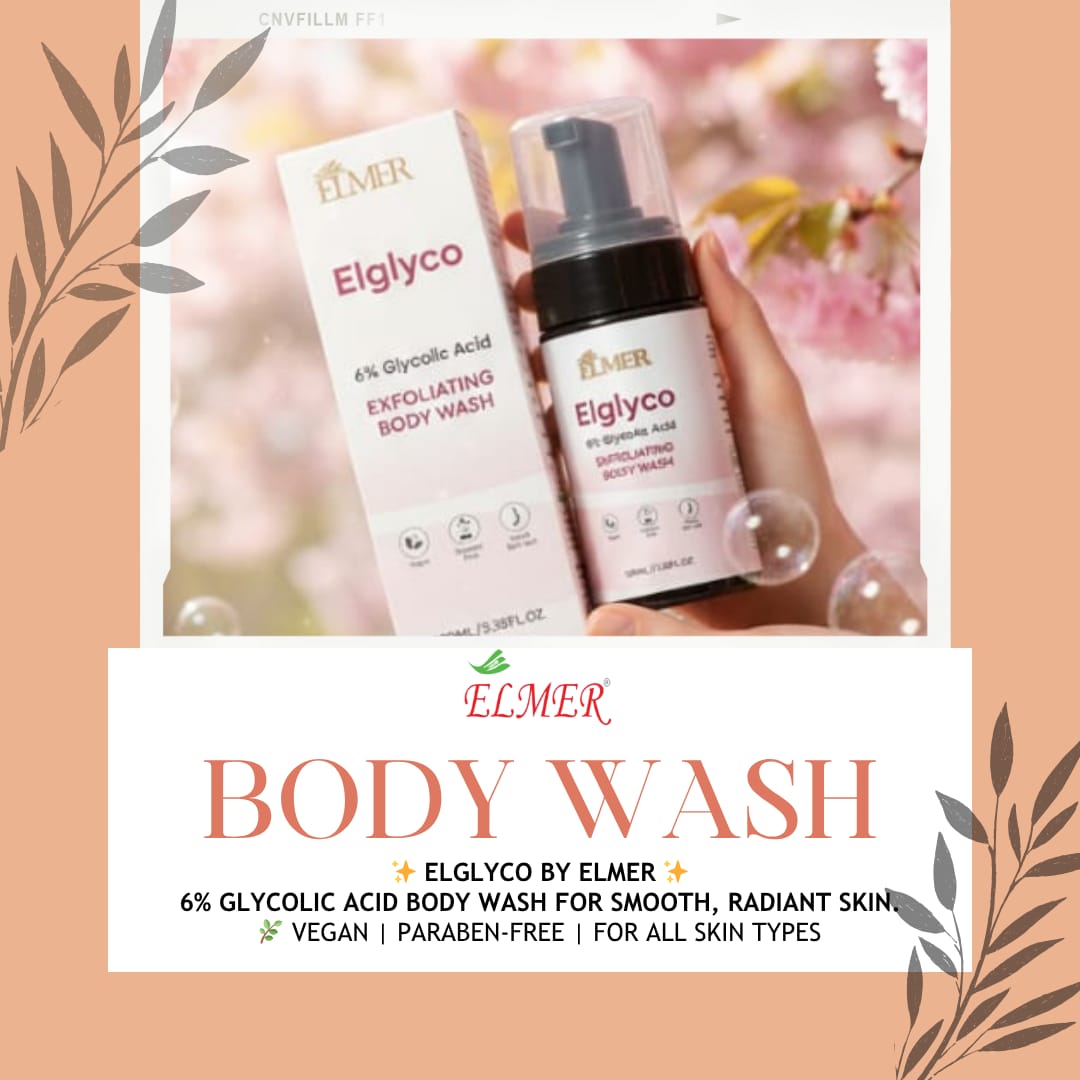 Elglyco-body wash, glycolic acid, exfoliation, Skincare