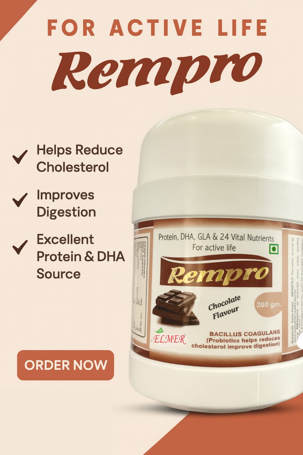REMPRO Protein Powder 200g | Clinical Nutrition Formula | Protein + DHA + GLA + Multivitamins | For Recovery,  Pregnancy & Wellness