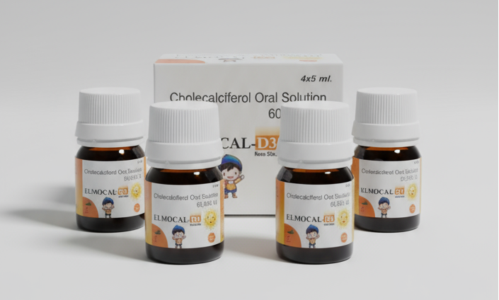 Elmocal D3 Nano Shots - Vitamin D3 60,000 IU Cholecalciferol | Sugar-Free | 4 x 5ml Pack